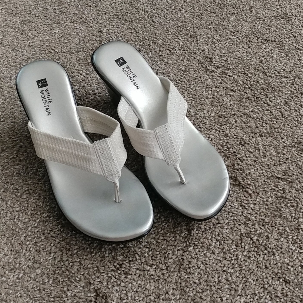 White, sparkly wedges